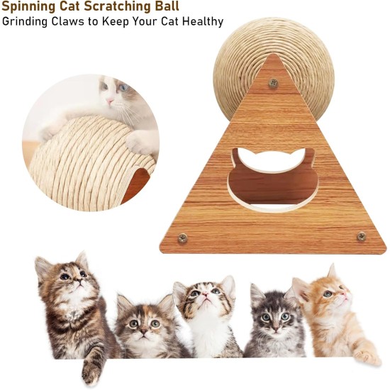 GDWD Cat Scratching Post with Wooden Base, Carpet, Ball and Pole - Playground and Sisal Board for Kittens GDWD Cat Scratching Post with Wooden Base, Carpet, Ball and Pole - Playground and Sisal Board for Kittens