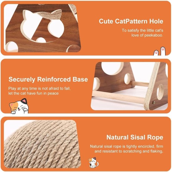 GDWD Cat Scratching Post with Wooden Base, Carpet, Ball and Pole - Playground and Sisal Board for Kittens GDWD Cat Scratching Post with Wooden Base, Carpet, Ball and Pole - Playground and Sisal Board for Kittens