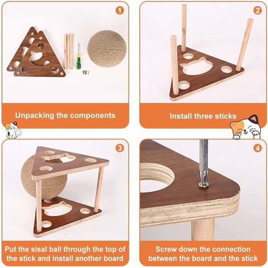 GDWD Cat Scratching Post with Wooden Base, Carpet, Ball and Pole - Playground and Sisal Board for Kittens GDWD Cat Scratching Post with Wooden Base, Carpet, Ball and Pole - Playground and Sisal Board for Kittens
