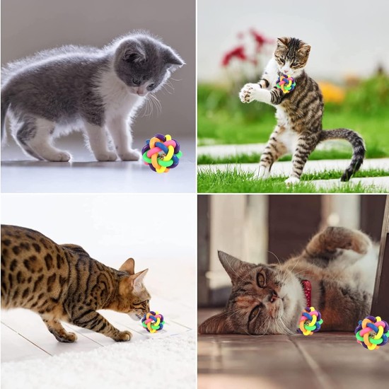 GEFIRE YA2Q Pet Toy Colourful Bell Ball, Acrylic GEFIRE YA2Q Pet Toy Colourful Bell Ball, Acrylic