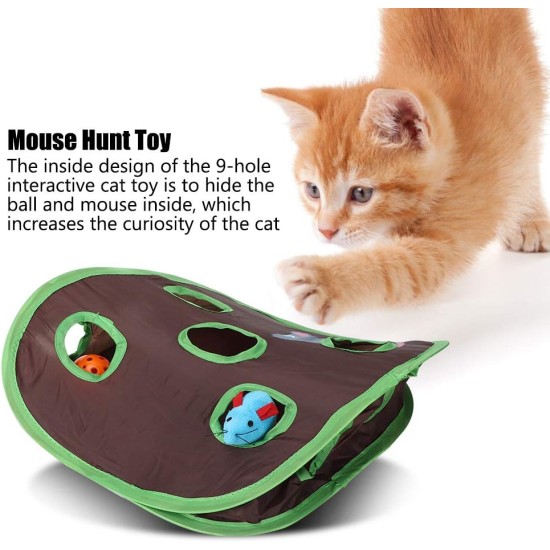 GOTOTOP Mouse Hunting Cat Toy, 9 Holes Interactive Indoor Toy with Bell Ball Mice Toy Hide & Search Game Pop-up Foldable Exercise Toy for Kittens Cats GOTOTOP Mouse Hunting Cat Toy, 9 Holes Interactive Indoor Toy with Bell Ball Mice Toy Hide & Search Game Pop-up Foldable Exercise Toy for Kittens Cats