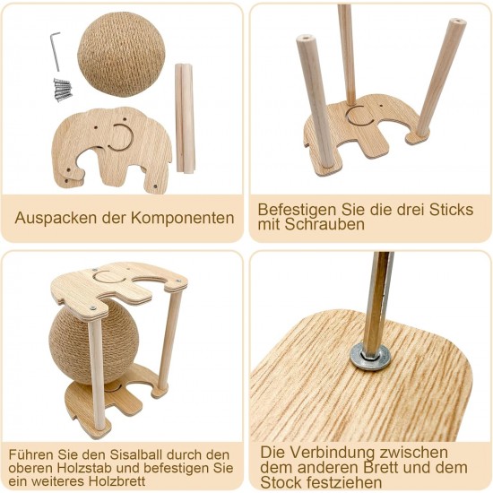 HYSHLC Cat Toy Sisal Ball, Cat Scratching Ball, Scratching Post, Scratching Ball, Sisal Ball, Large, Playground and Tripod, Sisal Ball Cat for Dogs, Kittens, Cats (Elephant Stand) HYSHLC Cat Toy Sisal Ball, Cat Scratching Ball, Scratching Post, Scratching Ball, Sisal Ball, Large, Playground and Tripod, Sisal Ball Cat for Dogs, Kittens, Cats (Elephant Stand)