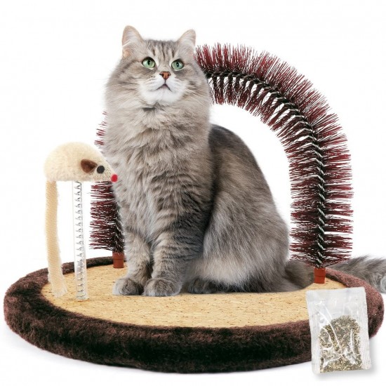 Happi N Pets Cat Scratching Post, Self-Care Device, Cat Massager, Cat Hair Brush for Grooming with Durable Cat Scratching Pad and Catnip, Interactive Mouse Toy for Kittens Happi N Pets Cat Scratching Post, Self-Care Device, Cat Massager, Cat Hair Brush for Grooming with Durable Cat Scratching Pad and Catnip, Interactive Mouse Toy for Kittens