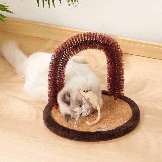 Happi N Pets Cat Scratching Post, Self-Care Device, Cat Massager, Cat Hair Brush for Grooming with Durable Cat Scratching Pad and Catnip, Interactive Mouse Toy for Kittens Happi N Pets Cat Scratching Post, Self-Care Device, Cat Massager, Cat Hair Brush for Grooming with Durable Cat Scratching Pad and Catnip, Interactive Mouse Toy for Kittens
