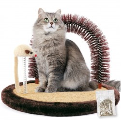 Happi N Pets Cat Scratching Post, Self-Care Device, Cat Massager, Cat Hair Brush for Grooming with Durable Cat Scratching Pad and Catnip, Interactive Mouse Toy for Kittens Happi N Pets Cat Scratching Post, Self-Care Device, Cat Massager, Cat Hair Brush for Grooming with Durable Cat Scratching Pad and Catnip, Interactive Mouse Toy for Kittens