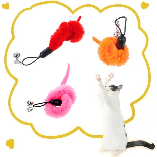 InnoHHustle Pack of 10 Cat Worm Toy Refills Cat Wall Toy Replacement Refill Cat Wand Toy Replacement Leads Furry Tail Worm with Bells for Kitten Training InnoHHustle Pack of 10 Cat Worm Toy Refills Cat Wall Toy Replacement Refill Cat Wand Toy Replacement Leads Furry Tail Worm with Bells for Kitten Training