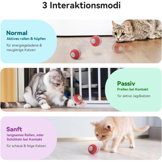Interaktives Katzenspielzeug, Intelligenter Katzenball mit 3 Interaktionsmodi, Katzenspielzeug Ball Elektrisch mit LED-Leuchten, Automatisches Katzenspielzeug, Katzen Spielball für Katze,Grau Interaktives Katzenspielzeug, Intelligenter Katzenball mit 3 Interaktionsmodi, Katzenspielzeug Ball Elektrisch mit LED-Leuchten, Automatisches Katzenspielzeug, Katzen Spielball für Katze,Grau