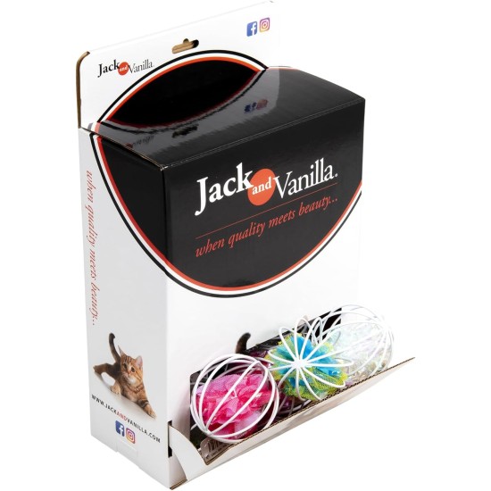 JACK AND VANILLA, Crunchy Interactive Ball for Cats, Stimulates Hunting Instinct, Durable and Non-Toxic Materials, Colourful Design, 5 cm, Various Models JACK AND VANILLA, Crunchy Interactive Ball for Cats, Stimulates Hunting Instinct, Durable and Non-Toxic Materials, Colourful Design, 5 cm, Various Models