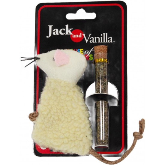 JACK AND VANILLA, Interactive Cat Toy Mouse with Refillable Catnip Realistic Design Durable and Safe Size 10.5cm White Model Toy JACK AND VANILLA, Interactive Cat Toy Mouse with Refillable Catnip Realistic Design Durable and Safe Size 10.5cm White Model Toy