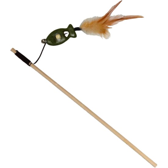 JACK AND VANILLA, Interactive Cat Toy with Matatabi Mouse and Feathers, Stimulates Hunting Instinct, 40 cm, Brown. Ideal for Active Play and Cat Well-being, Herbals Model JACK AND VANILLA, Interactive Cat Toy with Matatabi Mouse and Feathers, Stimulates Hunting Instinct, 40 cm, Brown. Ideal for Active Play and Cat Well-being, Herbals Model