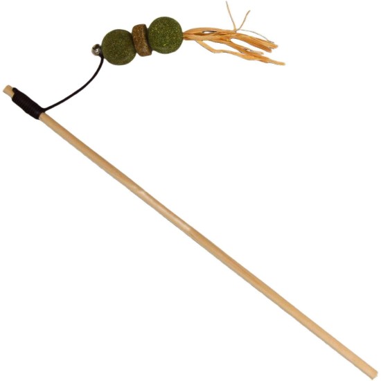 JACK AND VANILLA, Interaktives Katzenspielzeug mit Kugel und Feder, stimuliert den Jagdinstinkt, nachhaltige Materialien, 40 cm, grün/braun, Modell Herbals JACK AND VANILLA, Interaktives Katzenspielzeug mit Kugel und Feder, stimuliert den Jagdinstinkt, nachhaltige Materialien, 40 cm, grün/braun, Modell Herbals