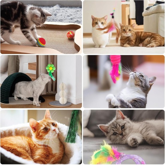 JOTOL 38 Pieces Cat Toy with Cat Tunnel, Cat Toy, Also Includes Feather Toy, Balls, Plush Toy, Toy Mice Cats Toy Variety Pack for Kitty Cats JOTOL 38 Pieces Cat Toy with Cat Tunnel, Cat Toy, Also Includes Feather Toy, Balls, Plush Toy, Toy Mice Cats Toy Variety Pack for Kitty Cats