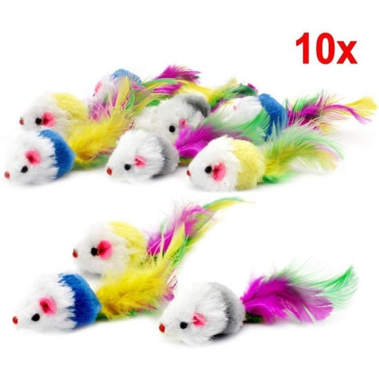 JZK 20 x Cat Toy Mice with Feather Tails Mouse Toy with Lifelike Sound Interactive Toy for Cat Kitty JZK 20 x Cat Toy Mice with Feather Tails Mouse Toy with Lifelike Sound Interactive Toy for Cat Kitty