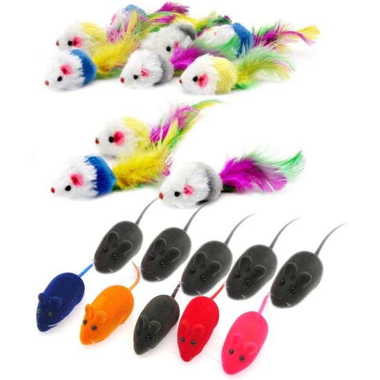JZK 20 x Cat Toy Mice with Feather Tails Mouse Toy with Lifelike Sound Interactive Toy for Cat Kitty JZK 20 x Cat Toy Mice with Feather Tails Mouse Toy with Lifelike Sound Interactive Toy for Cat Kitty