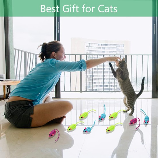 Jodsen Cat Toy Self Activity Pack of 10 Cat Toy Mouse Toy for Brushing Teeth Playing Chewing Training Cat Toy Mouse for Cats Adults (Random Colour) Jodsen Cat Toy Self Activity Pack of 10 Cat Toy Mouse Toy for Brushing Teeth Playing Chewing Training Cat Toy Mouse for Cats Adults (Random Colour)