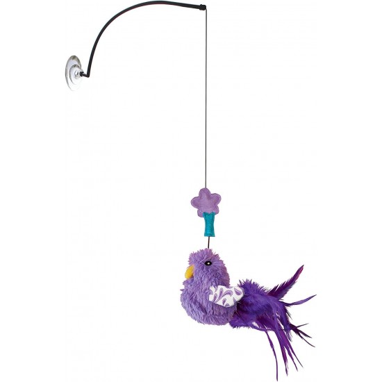 KONG Connects Window Teaser (Colour Various) - Colourful Bird to Stimulate Cat Games