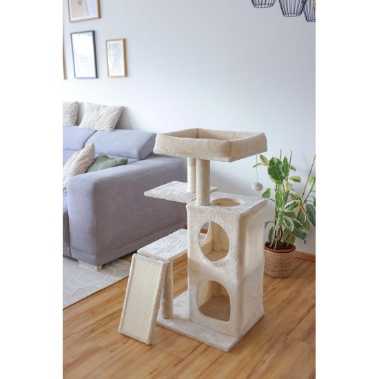 Kerbl Alessia 80915 Cat Scratching Post (Colour: Beige, Height: 100 cm, Double-Storey Cave with Multiple Inputs and Outputs, Includes Play Ball, Large Lounger Bed, Cat Toy, Animal Accessories) Kerbl Alessia 80915 Cat Scratching Post (Colour: Beige, Height: 100 cm, Double-Storey Cave with Multiple Inputs and Outputs, Includes Play Ball, Large Lounger Bed, Cat Toy, Animal Accessories)
