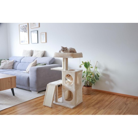 Kerbl Alessia 80915 Cat Scratching Post (Colour: Beige, Height: 100 cm, Double-Storey Cave with Multiple Inputs and Outputs, Includes Play Ball, Large Lounger Bed, Cat Toy, Animal Accessories) Kerbl Alessia 80915 Cat Scratching Post (Colour: Beige, Height: 100 cm, Double-Storey Cave with Multiple Inputs and Outputs, Includes Play Ball, Large Lounger Bed, Cat Toy, Animal Accessories)