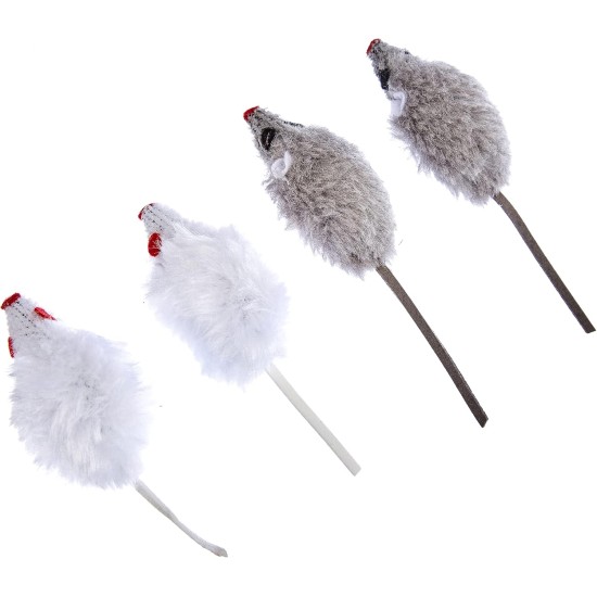 Kerbl Grey-White Mice, 5 cm, 4 Piece Kerbl Grey-White Mice, 5 cm, 4 Piece