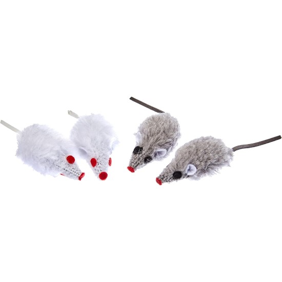 Kerbl Grey-White Mice, 5 cm, 4 Piece Kerbl Grey-White Mice, 5 cm, 4 Piece