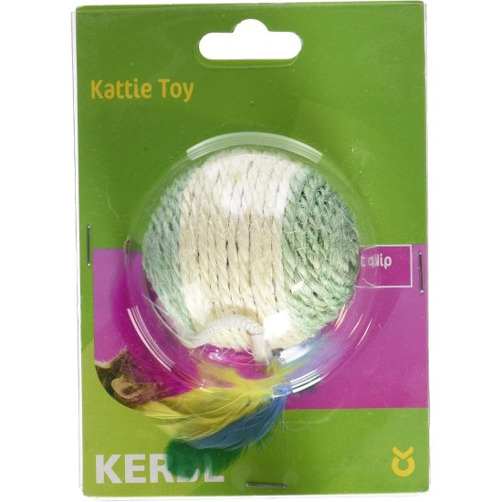 Kerbl Sisal Play Ball with Rattle/Feather, 6 cm, Assorted Colours Kerbl Sisal Play Ball with Rattle/Feather, 6 cm, Assorted Colours