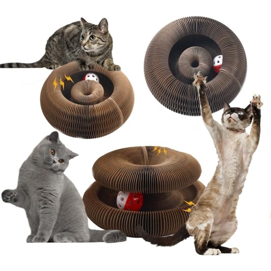 Kitty Kurlz Cat Toy, Magic Accordion Scratching Board, Interactive Toy with Ball Track, Cardboard Scratching Toy for Indoor Cats and Kittens, Activity and Exercise Kitty Kurlz Cat Toy, Magic Accordion Scratching Board, Interactive Toy with Ball Track, Cardboard Scratching Toy for Indoor Cats and Kittens, Activity and Exercise