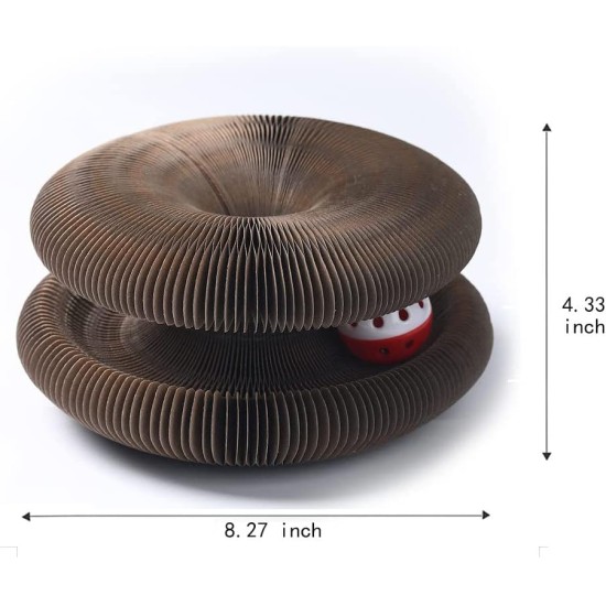 Kitty Kurlz Cat Toy, Magic Accordion Scratching Board, Interactive Toy with Ball Track, Cardboard Scratching Toy for Indoor Cats and Kittens, Activity and Exercise Kitty Kurlz Cat Toy, Magic Accordion Scratching Board, Interactive Toy with Ball Track, Cardboard Scratching Toy for Indoor Cats and Kittens, Activity and Exercise