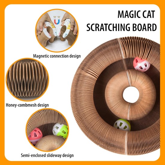 Kitty Kurlz Cat Toy, Magic Accordion Scratching Board, Interactive Toy with Ball Track, Cardboard Scratching Toy for Indoor Cats and Kittens, Activity and Exercise Kitty Kurlz Cat Toy, Magic Accordion Scratching Board, Interactive Toy with Ball Track, Cardboard Scratching Toy for Indoor Cats and Kittens, Activity and Exercise