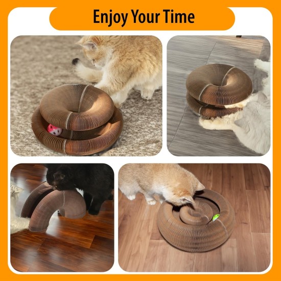 Kitty Kurlz Cat Toy, Magic Accordion Scratching Board, Interactive Toy with Ball Track, Cardboard Scratching Toy for Indoor Cats and Kittens, Activity and Exercise Kitty Kurlz Cat Toy, Magic Accordion Scratching Board, Interactive Toy with Ball Track, Cardboard Scratching Toy for Indoor Cats and Kittens, Activity and Exercise