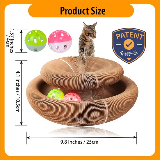 Kitty Kurlz Cat Toy, Magic Accordion Scratching Board, Interactive Toy with Ball Track, Cardboard Scratching Toy for Indoor Cats and Kittens, Activity and Exercise Kitty Kurlz Cat Toy, Magic Accordion Scratching Board, Interactive Toy with Ball Track, Cardboard Scratching Toy for Indoor Cats and Kittens, Activity and Exercise