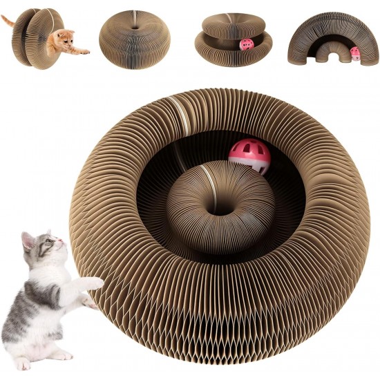 Kitty Kurlz Curls Cat Toy, Magic Organ Cat Scratching Board with Bell Ball, Foldable Interactive Marlenes Kitten Curls Cat Scratcher for Indoor Cats Kitty Kurlz Curls Cat Toy, Magic Organ Cat Scratching Board with Bell Ball, Foldable Interactive Marlenes Kitten Curls Cat Scratcher for Indoor Cats