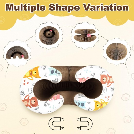 Kitty Kurlz Curls Cat Toy, Magic Organ Cat Scratching Board with Bell Ball, Foldable Interactive Marlenes Kitten Curls Cat Scratcher for Indoor Cats Kitty Kurlz Curls Cat Toy, Magic Organ Cat Scratching Board with Bell Ball, Foldable Interactive Marlenes Kitten Curls Cat Scratcher for Indoor Cats