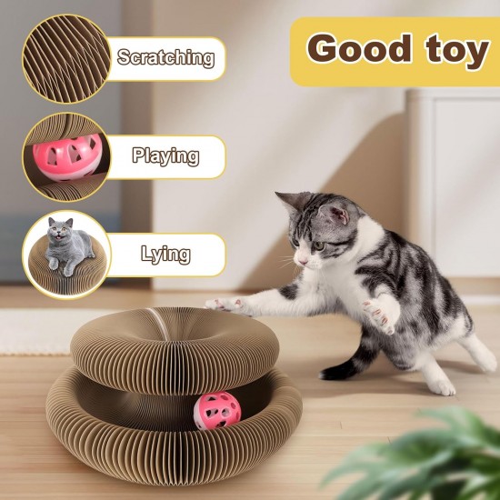 Kitty Kurlz Curls Cat Toy, Magic Organ Cat Scratching Board with Bell Ball, Foldable Interactive Marlenes Kitten Curls Cat Scratcher for Indoor Cats Kitty Kurlz Curls Cat Toy, Magic Organ Cat Scratching Board with Bell Ball, Foldable Interactive Marlenes Kitten Curls Cat Scratcher for Indoor Cats