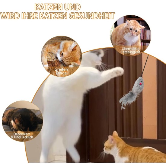 LBJFYHJN Cat Toy Self-Employment Hanging Door Frame, Grey Mice, Realistic Plush Mouse The Squeaks, Interactive Cat Toy Mouse with Feather Tail LBJFYHJN Cat Toy Self-Employment Hanging Door Frame, Grey Mice, Realistic Plush Mouse The Squeaks, Interactive Cat Toy Mouse with Feather Tail