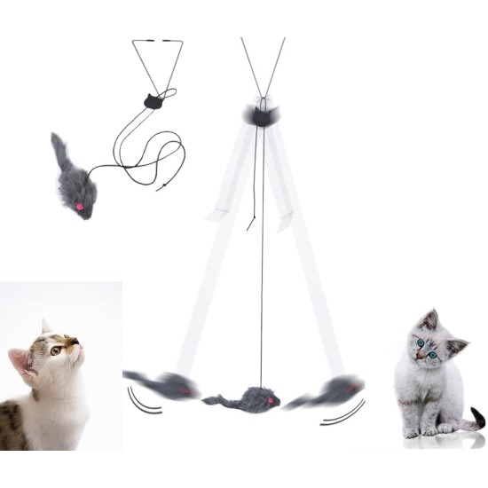 MEISO Interactive Cat Toy - Pack of 2 Hanging Toys for Door Frame, Self-Employment Mouse Door Hanging, Bouncing Mouse Toy Dancer MEISO Interactive Cat Toy - Pack of 2 Hanging Toys for Door Frame, Self-Employment Mouse Door Hanging, Bouncing Mouse Toy Dancer
