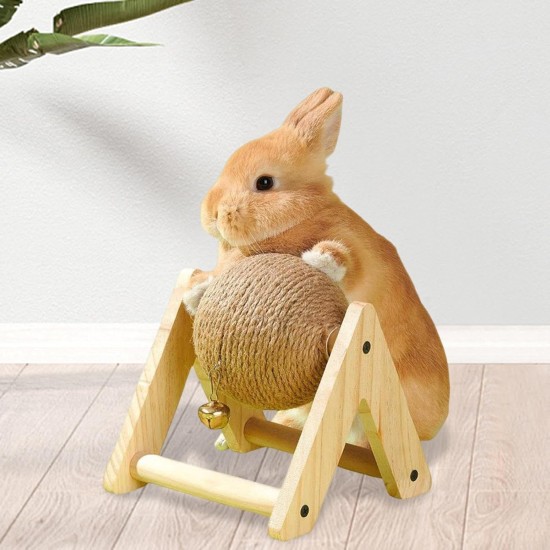MagiDeal Rabbit Scratcher Toy, Interactive Wooden Toy with Sisal Ball, Ideal for Rabbits, Chinchillas & Cats MagiDeal Rabbit Scratcher Toy, Interactive Wooden Toy with Sisal Ball, Ideal for Rabbits, Chinchillas & Cats