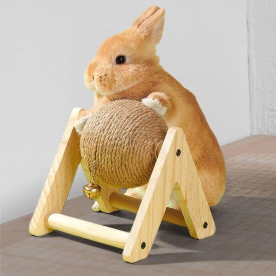 MagiDeal Rabbit Scratcher Toy, Interactive Wooden Toy with Sisal Ball, Ideal for Rabbits, Chinchillas & Cats MagiDeal Rabbit Scratcher Toy, Interactive Wooden Toy with Sisal Ball, Ideal for Rabbits, Chinchillas & Cats