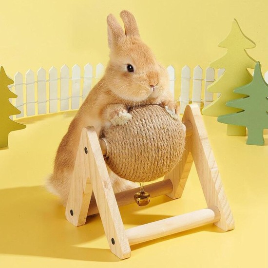 MagiDeal Rabbit Scratcher Toy, Interactive Wooden Toy with Sisal Ball, Ideal for Rabbits, Chinchillas & Cats MagiDeal Rabbit Scratcher Toy, Interactive Wooden Toy with Sisal Ball, Ideal for Rabbits, Chinchillas & Cats