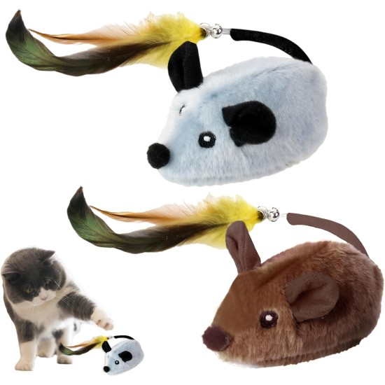 Magic Mouse Cat Toy Remote Controlled with Feather Tail and Bell, USB Rechargeable Cat Toy for Cat Training and Boredom for Cats Cats Favourites Pack of 2 Magic Mouse Cat Toy Remote Controlled with Feather Tail and Bell, USB Rechargeable Cat Toy for Cat Training and Boredom for Cats Cats Favourites Pack of 2