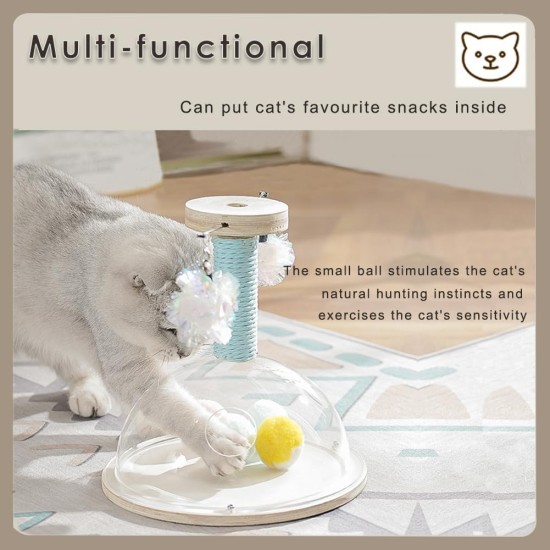 Marchul 3 in 1 Wooden Cat Toy, Interactive Kitten Toy, Cat Scratching Post, 360° Rotating Teasing Stick with Spring, Pull-Out Ball Turntable Claw Trainer for Cat Indoor Marchul 3 in 1 Wooden Cat Toy, Interactive Kitten Toy, Cat Scratching Post, 360° Rotating Teasing Stick with Spring, Pull-Out Ball Turntable Claw Trainer for Cat Indoor