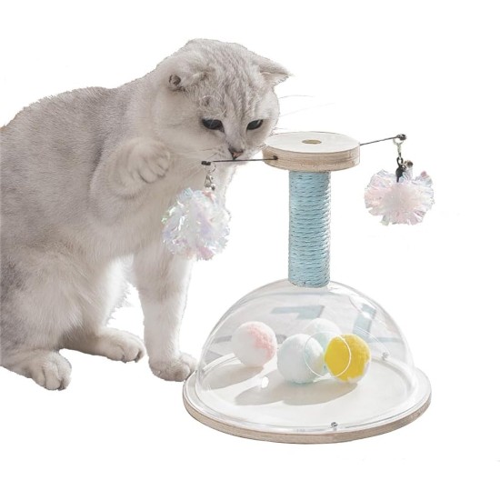 Marchul 3 in 1 Wooden Cat Toy, Interactive Kitten Toy, Cat Scratching Post, 360° Rotating Teasing Stick with Spring, Pull-Out Ball Turntable Claw Trainer for Cat Indoor Marchul 3 in 1 Wooden Cat Toy, Interactive Kitten Toy, Cat Scratching Post, 360° Rotating Teasing Stick with Spring, Pull-Out Ball Turntable Claw Trainer for Cat Indoor