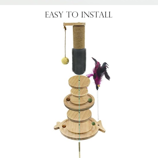 Marchul 5 in 1 Cat Toy, Cat Sisal Rope Massaging Scratching Post with Hanging Ball, Interactive Traction Toy for Cats with Bouncy Feathers, for Playing Around the House Marchul 5 in 1 Cat Toy, Cat Sisal Rope Massaging Scratching Post with Hanging Ball, Interactive Traction Toy for Cats with Bouncy Feathers, for Playing Around the House