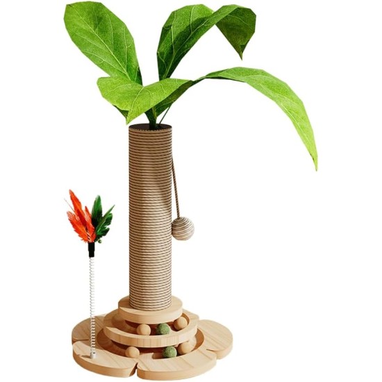 Marchul 5 in 1 Cat Toy, Cat Sisal Rope Massaging Scratching Post with Hanging Ball, Interactive Traction Toy for Cats with Bouncy Feathers, for Playing Around the House Marchul 5 in 1 Cat Toy, Cat Sisal Rope Massaging Scratching Post with Hanging Ball, Interactive Traction Toy for Cats with Bouncy Feathers, for Playing Around the House
