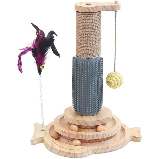 Marchul 5 in 1 Cat Toy, Cat Sisal Rope Massaging Scratching Post with Hanging Ball, Interactive Traction Toy for Cats with Bouncy Feathers, for Playing Around the House Marchul 5 in 1 Cat Toy, Cat Sisal Rope Massaging Scratching Post with Hanging Ball, Interactive Traction Toy for Cats with Bouncy Feathers, for Playing Around the House