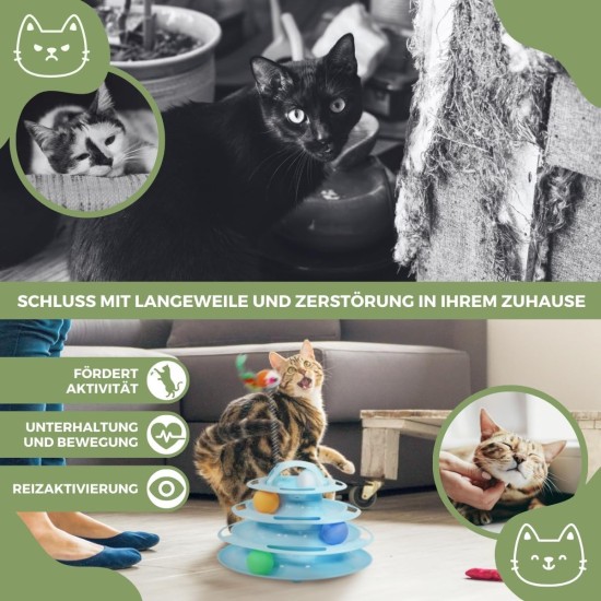 Mobiclinic® Pets Cat Toy, Interactive, Catplay, Sensory Stimulation, 4 Levels, Balls, Easy to Assemble, 12 x 24 x 16.5 cm, Interactive Cat Tower, Non-Slip, Attractive Design Mobiclinic® Pets Cat Toy, Interactive, Catplay, Sensory Stimulation, 4 Levels, Balls, Easy to Assemble, 12 x 24 x 16.5 cm, Interactive Cat Tower, Non-Slip, Attractive Design
