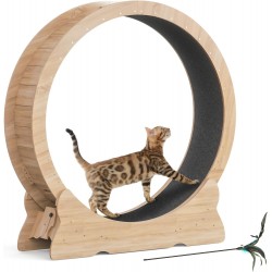 Mondeer Cat Wheel for Indoor Cat, 110 cm Treadmill with Removable Carpet for Cats, Wooden Balance Bike for Small, Medium, Large Cat, Fitness Weight Loss Device, Natural Wood Mondeer Cat Wheel for Indoor Cat, 110 cm Treadmill with Removable Carpet for Cats, Wooden Balance Bike for Small, Medium, Large Cat, Fitness Weight Loss Device, Natural Wood