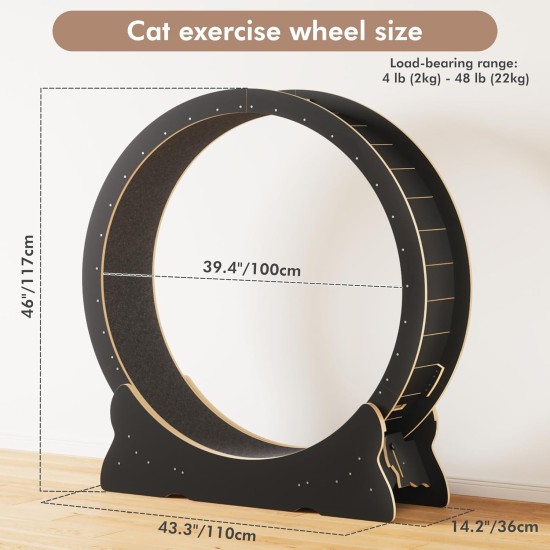Mondeer Cat Wheel for Indoor Cat, 110 cm Treadmill with Removable Carpet for Cats, Wooden Balance Bike for Small, Medium, Large Cat, Fitness Weight Loss Device, Natural Wood Mondeer Cat Wheel for Indoor Cat, 110 cm Treadmill with Removable Carpet for Cats, Wooden Balance Bike for Small, Medium, Large Cat, Fitness Weight Loss Device, Natural Wood