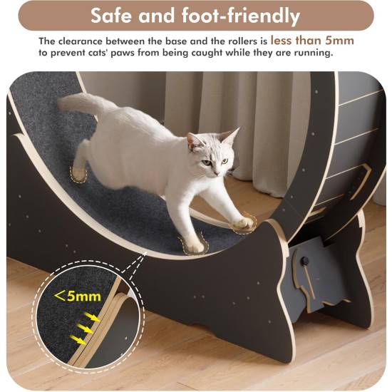 Mondeer Cat Wheel for Indoor Cat, 110 cm Treadmill with Removable Carpet for Cats, Wooden Balance Bike for Small, Medium, Large Cat, Fitness Weight Loss Device, Natural Wood Mondeer Cat Wheel for Indoor Cat, 110 cm Treadmill with Removable Carpet for Cats, Wooden Balance Bike for Small, Medium, Large Cat, Fitness Weight Loss Device, Natural Wood