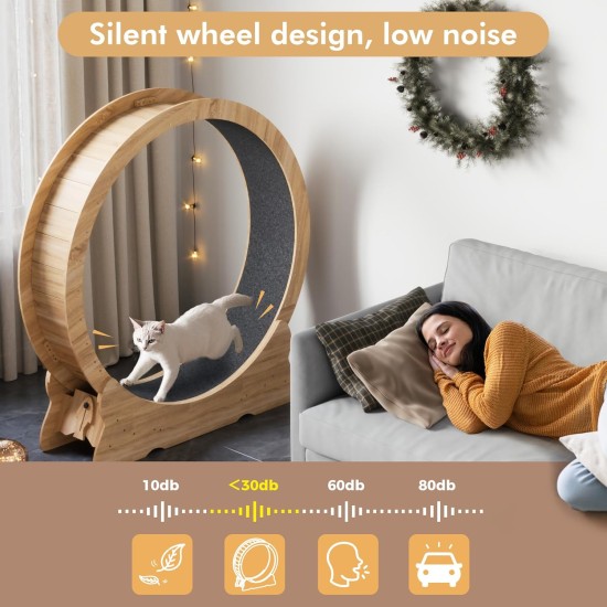 Mondeer Cat Wheel for Indoor Cat, 110 cm Treadmill with Removable Carpet for Cats, Wooden Balance Bike for Small, Medium, Large Cat, Fitness Weight Loss Device, Natural Wood Mondeer Cat Wheel for Indoor Cat, 110 cm Treadmill with Removable Carpet for Cats, Wooden Balance Bike for Small, Medium, Large Cat, Fitness Weight Loss Device, Natural Wood