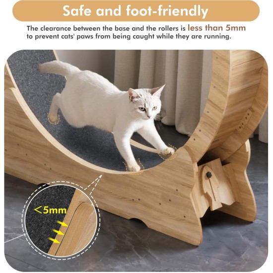 Mondeer Cat Wheel for Indoor Cat, 110 cm Treadmill with Removable Carpet for Cats, Wooden Balance Bike for Small, Medium, Large Cat, Fitness Weight Loss Device, Natural Wood Mondeer Cat Wheel for Indoor Cat, 110 cm Treadmill with Removable Carpet for Cats, Wooden Balance Bike for Small, Medium, Large Cat, Fitness Weight Loss Device, Natural Wood